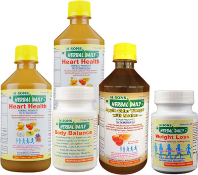 

M SONS Herbal daily Weight Loss Pack-1 ACV+2 Heart Health 400ml each+1 weight loss & Body balance cap.(1.3 kg)