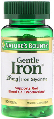 

Nature's Bounty Nature's Bounty, Gentle Iron, 28 mg, 90 Capsules(90 mg)