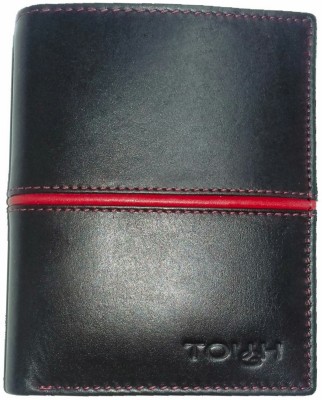 

TOUGH Men Brown Genuine Leather Wallet(8 Card Slots), Dark brown-red