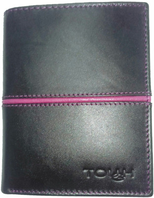 

TOUGH Men Black Genuine Leather Wallet(9 Card Slots), Brown-red-pink