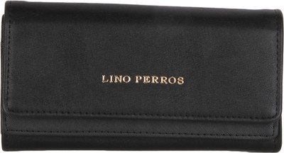 Lino Perros Women Casual Black Artificial Leather Wallet(12 Card Slots)
