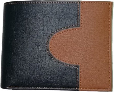 

KASKAY Men Black Artificial Leather Wallet(10 Card Slots), Black & tan