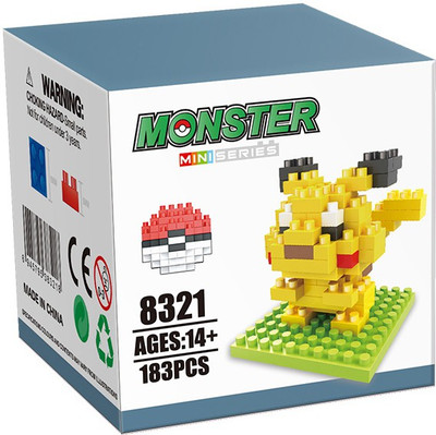 

imodish Pokemon GO Pokeball Pikachu Assembling Blocks And Parts Action Figure With Stand(Multicolor)