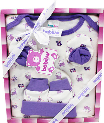 

Babilav LIS04 Newborn 4 Pieces Unisex Baby Gift Set, Square Shaped(Lilac)