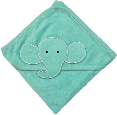 

Babysid Collections Animal, Embroidered  Hooded Baby Blanket(Cotton, Green