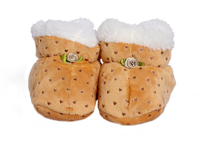 

aroraonlinetraders •New Born Baby Bootie Shoes With Fur For Boys & Girls Booties(Toe to Heel Length - 10 cm Brown)