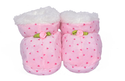 

aroraonlinetraders •New Born Baby Bootie Shoes With Fur For Boys & Girls Booties(Toe to Heel Length - 10 cm Pink)