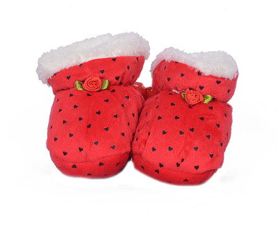 

aroraonlinetraders •New Born Baby Bootie Shoes With Fur For Boys & Girls Booties(Toe to Heel Length - 10 cm Red)