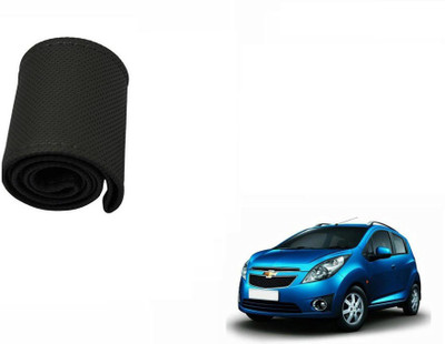 CARIZO Hand Stiched Steering Cover For Chevrolet Beat(Black, Leatherite)