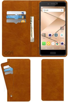 ACM Flip Cover for Micromax Canvas 2 (2017)(Gold, Cases with Holder, Pack of: 1)