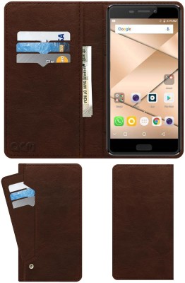 ACM Flip Cover for Micromax Canvas 2 (2017) Mobile(Brown, Cases with Holder, Pack of: 1)