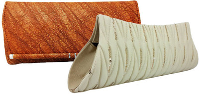 

landloper Casual, Party, Formal Brown, White Clutch