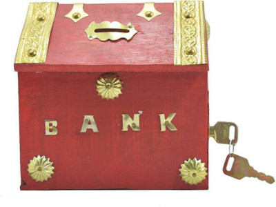 Exreme wood Red hut money bank Coin Bank (Red) Coin Bank(Red, White)
