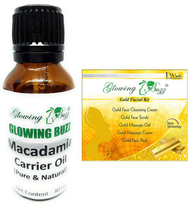 

Glowing Buzz Combo of macademia essential oil and gold facial kit(Set of 2)