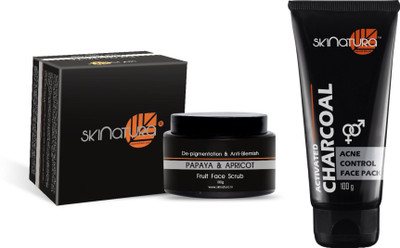 

Skinatura Papaya & Apricot Fruit Face Scrub, Activated Charcoal Acne Control Face Pack(Set of 2)