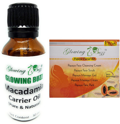 

Glowing Buzz Combo of macademia essential oil and papaya facial kit(Set of 2)