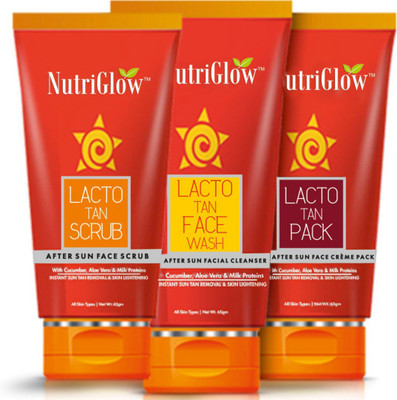 

NutriGlow Lacto Tan Face Wash (65 g), Lacto Tan Scrub (65 g), Lacto Tan Pack (65 g)(Set of 3)