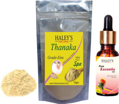 

haley's natural Thanaka powder Grade -Eins 15g & Kusumba Oil 15ml for hair removal(Set of 2)