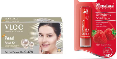 Himalaya Strawberry Shine Lip Balm, Pearl Facial Kit(Set of 2)