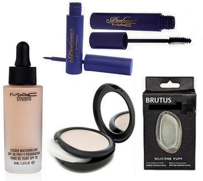 

brutus Silicon Puff & Mac Padma Eyeliner,Mascara,Studio Waterweight Foundation,Compact(Set of 5)