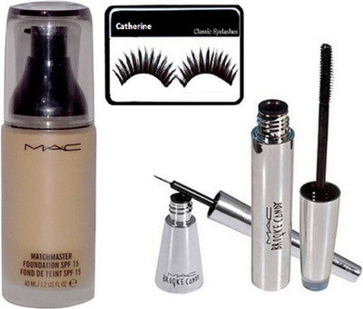 

catherine eyelashes with ma match master foundation, Brook candy eyeliner and mascara(Set of 4)