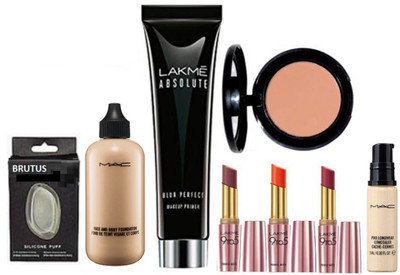 

Brutus Silicon Puf,Lakme Absolute Blur Perfect Makeup Primer&Mac Face&Body Foundation&Lakme Matte Finsh Lipstick Pack Of 3&Mac Pro Long Wear Concealer&Bobbi Brown Blusher(Set of 7)