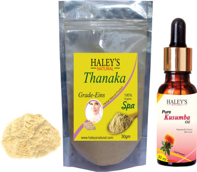 

haley's natural Thanaka powder Grade -Eins 30g & Kusumba Oil 30ml for hair removal(Set of 2)