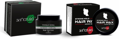 

Skinatura Activated Charcoal Magic Face Scrub, Strong Hold Mirror Gel Wax Hair Styler(Set of 2)