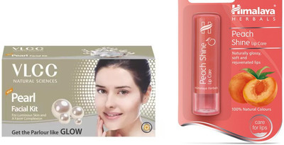 

Himalaya Peach Shine Lip Balm, Pearl Facial Kit(Set of 2)