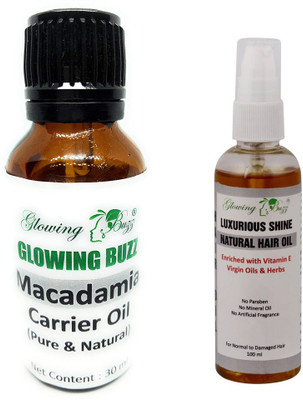 

Glowing Buzz Combo of macademia essential oil and natural luxurious shine hair oil(Set of 2)