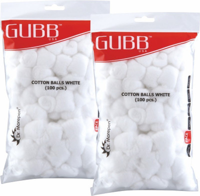 

GUBB USA Cotton Balls White 100 Pieces Pack of 2 (100 x 2) For Makeup & Face Cleansing(200 Units)