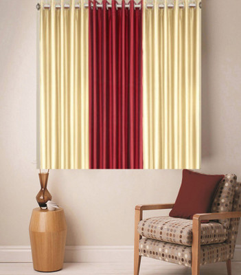 

Zesture 147 cm (5 ft) Polyester Window Curtain (Pack Of 3)(Solid, Maroon, Beige), Beige;maroon