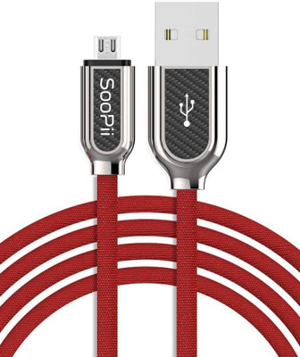 Soopii Micro USB Cable 1 m cloth Micro Connector Carbon Fiber Cloth Braided Fast USB Data(Compatible with Mobile, Red)