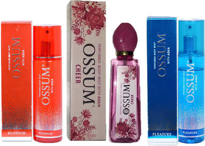

OSSUM BLOSSOM PERFUMED BODY MIST 115ML+ CHEER PREFUMED BODY MIST 115ML+ PLEASURE PREFUMED BODY MIST 115 ML Deodorant Spray - For Men & Women(115 ml, Pack of 3)