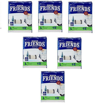 

Friends Premium Underpads , 10 pads/pack, Large Size- 60*90 cms, Pack of 6 Adult Diapers - L(60 Pieces)