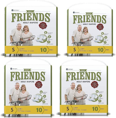 Friends Easy Diapers Small, 10 pcs/Pack, Size- 21-35 inches, Pack of 4 Adult Diapers - S(40 Pieces)