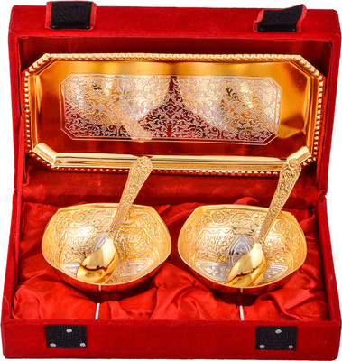 Ellegent Gold Plated Decorative Platter(Gold, Pack of 5)