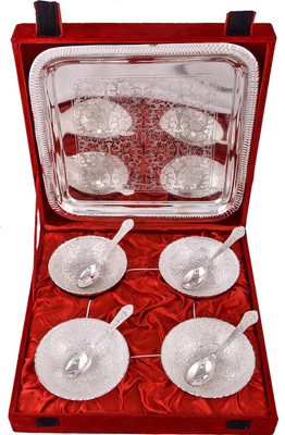 

Jaipurikala Pack of 9 Dinner Set(Silver Plated)