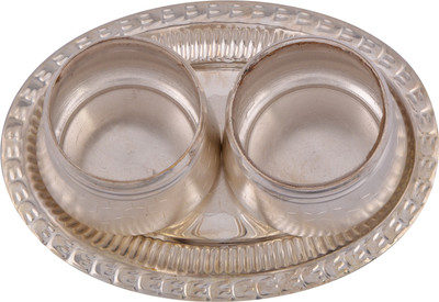 

Ellegent 2 Kanch Dibby Set Silver Plated Decorative Platter(Silver, Pack of 3)