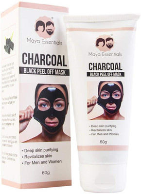 

Maya Essentials Activated Charcoal Peel Off Black Mask - Blackhead remover, Deep Pore Cleansing for Face Nose Acne Pimple Oily Skin Remover (60ml)(60 g)