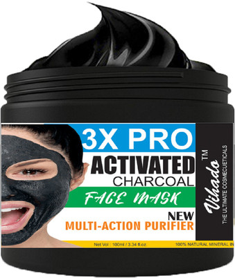 

Vihado Activated charcoal with healing white clay face mask 100gm(100 ml)