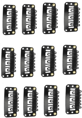 

KYT U Shape Snap Clip For Hair Extension Weft Wigs 32mm- Black Tic Tac Clips for Hair Extensions Pack of 12pcs Hair Clip(Black)