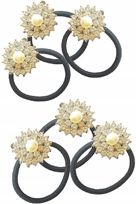 

PP Fancy Party Wear Sunflowers with Rehinstone Hair Rubber Bands with High Quality Elastic Rubber Band Hair Rubber Band for Women & Girls Elastic Hair Tie Rope Rubber Band (Pack of 6Pcs ) Rubber Band(Gold)