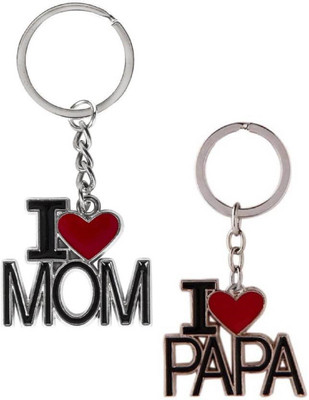 kd collections KD380-Combo of I Love Mom and I Love Papa Metal Keychains Keyring Key Chain