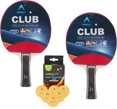

Arrowmax TABLE TENNIS CLUB RACKET(2PCS) COMBO WITH 40+ ABS BALL (6PCS) BY ONE SHOT RETAIL Table Tennis Kit