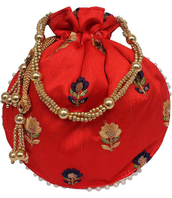 

Deepsum Traditional Ethnic Potli Bag Silk Clutch Batwa Pouch wedding gift for women Potli (Maroon) Potli(Maroon)