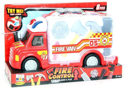 

MWG Exports Co 8 Pcs Fire Control Push & Play Truck with Flashlight Torch, Lights and Sounds