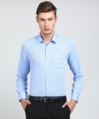 Peter England Men Self Design Formal Light Blue Shirt