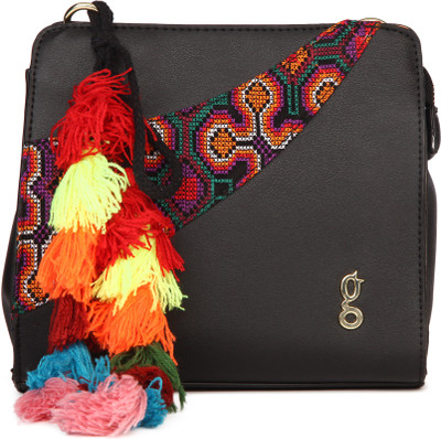 

Global Desi Women Casual Black PU Sling Bag