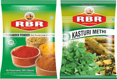 

RBR Premium Mix Spices-Coriander Powder (Dhaniya), Dried Fenugreek leaves (Kasturi Methi ), 100g Each(2 x 100 g)